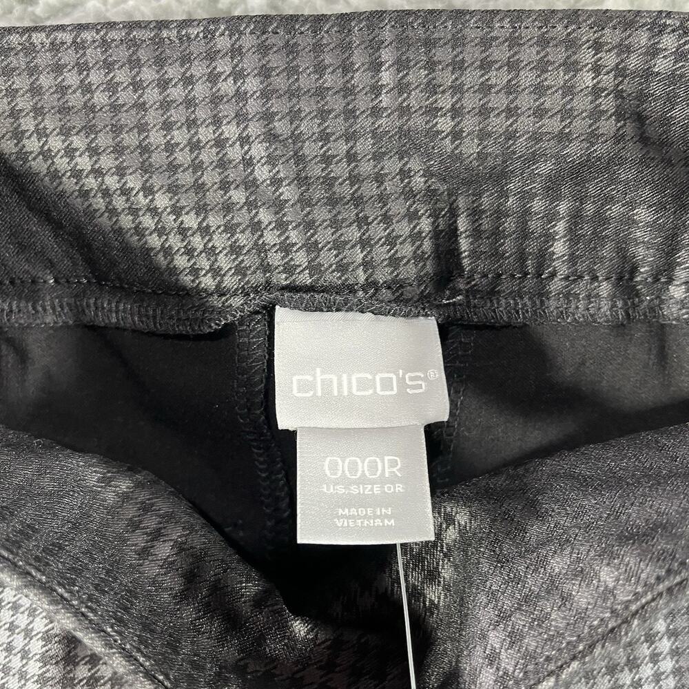 NWT Chicos Size 0R So Slimming Brigitte Houndstooth Slim Leg Ankle Pants Black - Picture 3 of 10